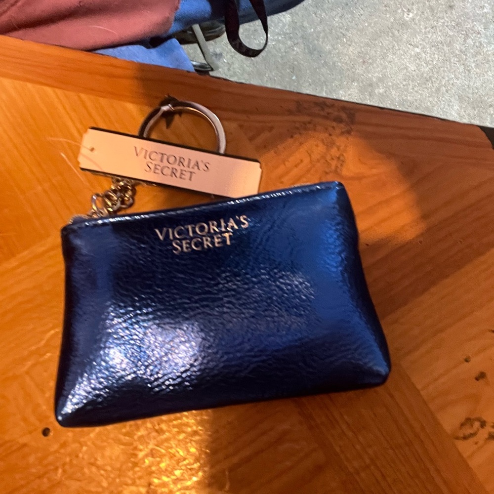 Victoria's Secret Shiny Navy Cosmetic Bag